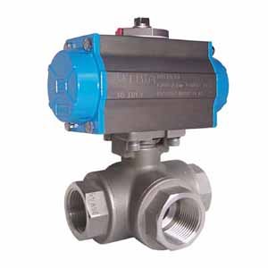 三通不(bu)鏽鋼氣動(dong)球閥Q614F